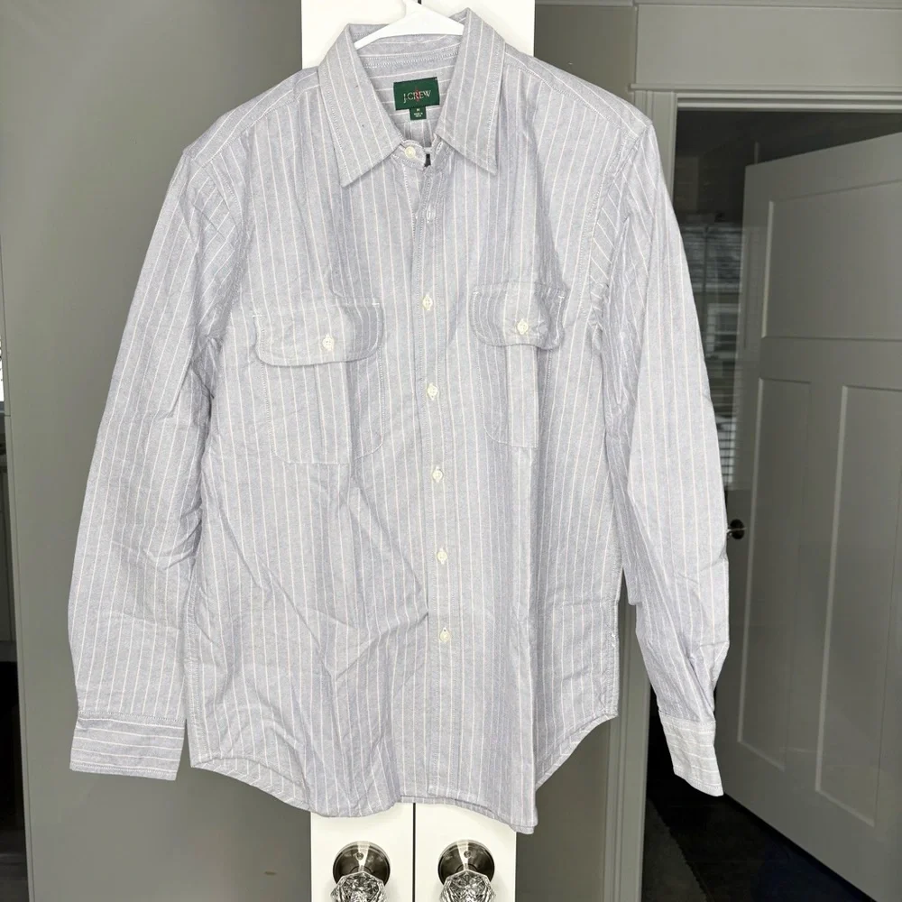 NWT J. Crew Classic Oxford Two-pocket Workshirt Gray